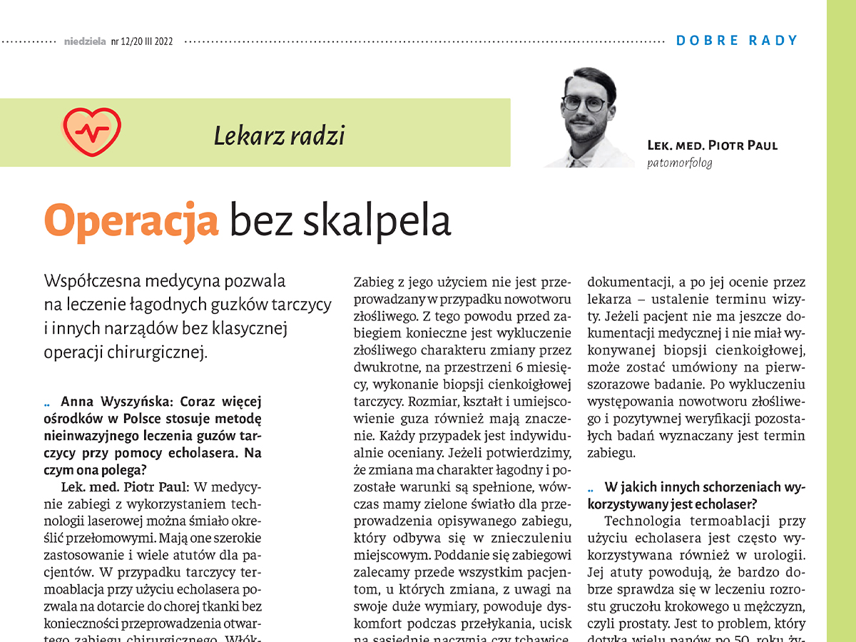 Tygodnik Niedziela Echolaser Piotr Paul
